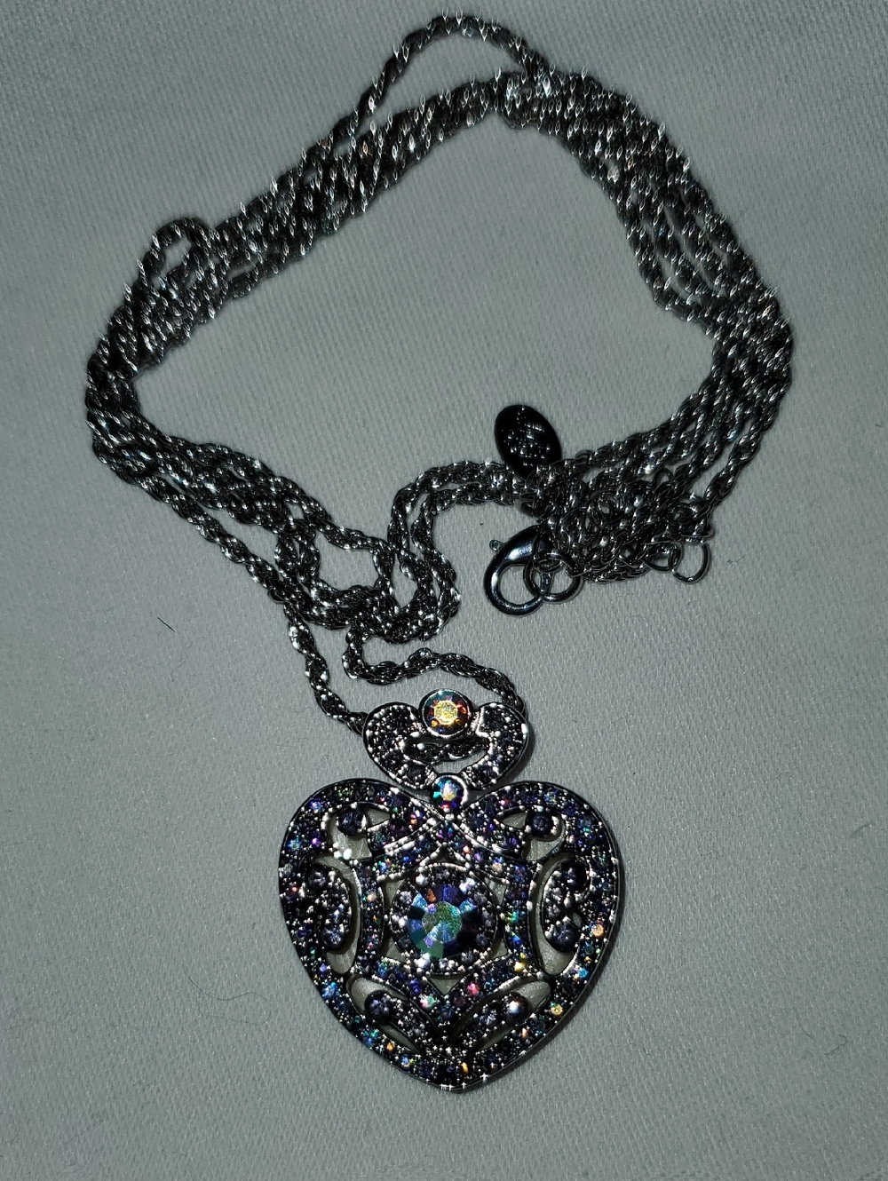 Kirks Folly Crystal Heart Pendant Necklace - Multicolor Sparkle